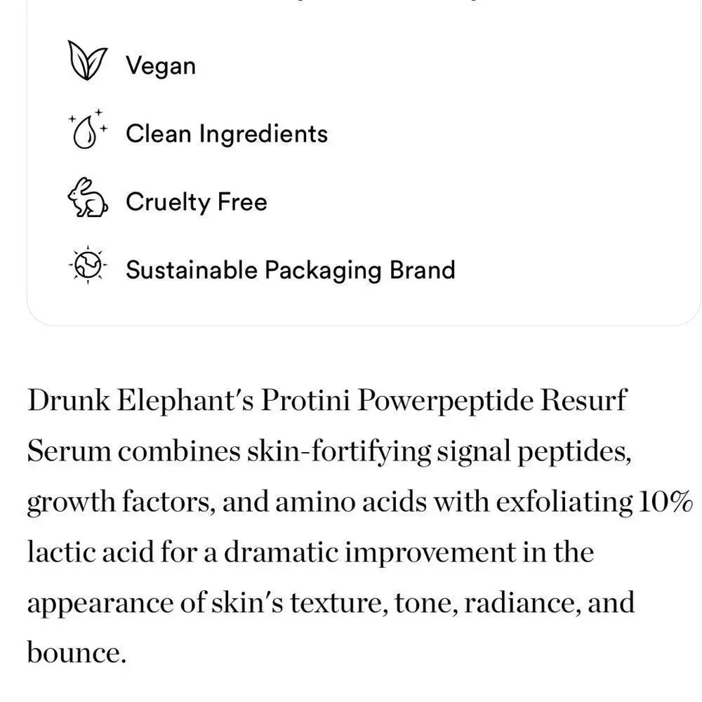 Drunk Elephant Protini Peptide Resurfacing Serum Travel Size 🐘💧 NEW